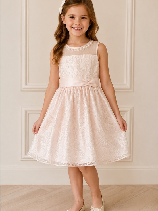 American Princess Other - American Princess Girls Size 7 Blush Pink Lace Pearl Party Dress